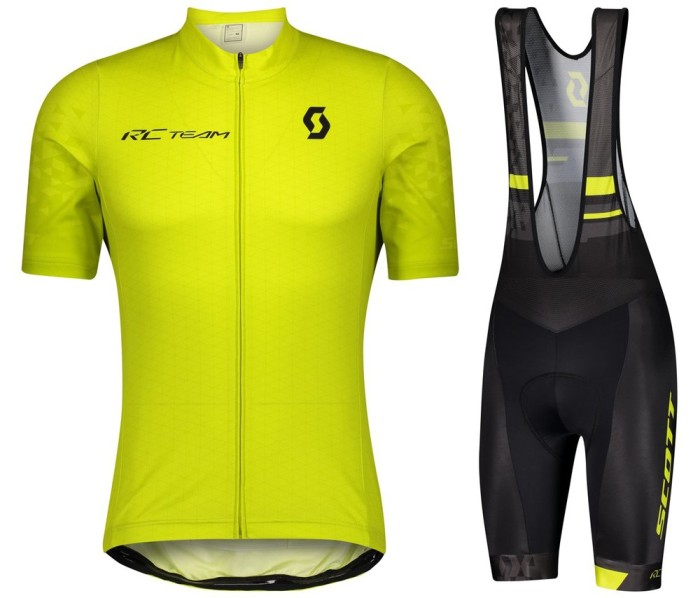 2021 SCOTT-RC Team 1.0 Yellow Cycling Jersey And Bib Shorts Set