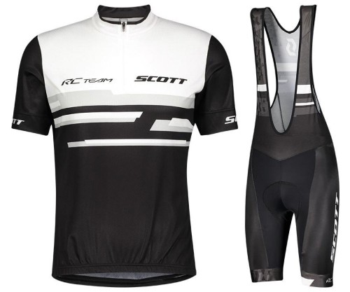 2021 SCOTT-RC Team 2.0 White-Black B Cycling Jersey And Bib Shorts Set