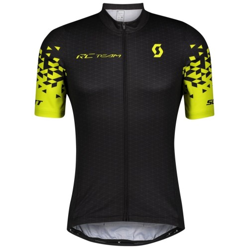 2021 SCOTT-RC Team 1.0 Black-Yellow Cycling Jersey And Bib Shorts Set