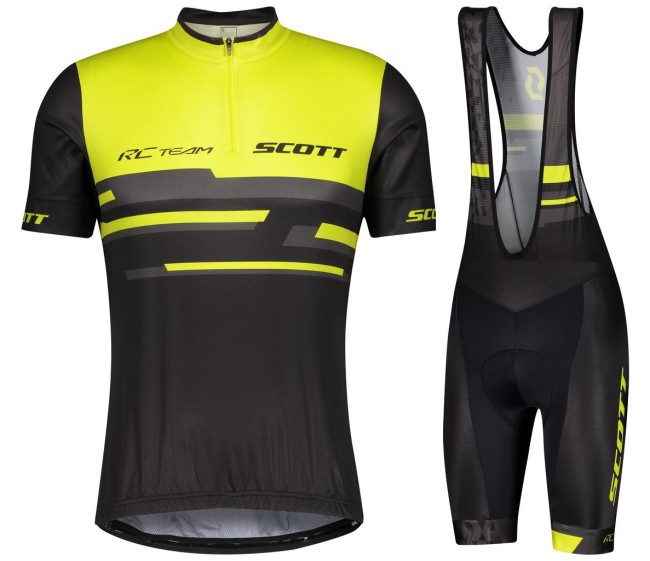 2021 SCOTT-RC Team 2.0 Yellow B Cycling Jersey And Bib Shorts Set