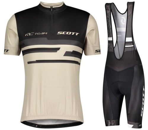 2021 SCOTT-RC Team 2.0 Cream Cycling Jersey And Bib Shorts Set