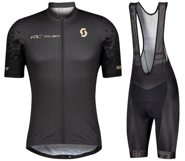 2021 SCOTT-RC Team 1.0 Black Cycling Jersey And Bib Shorts Set