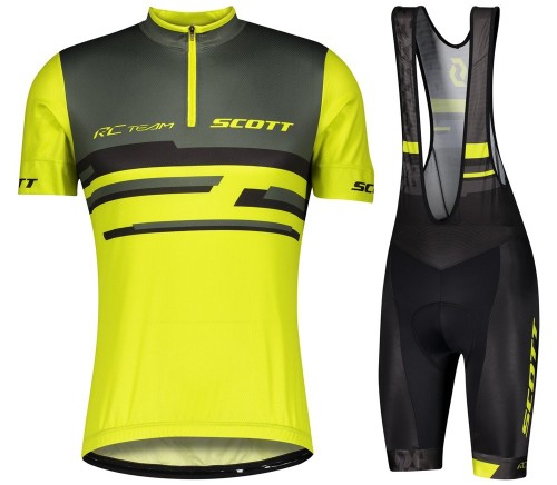 2021 SCOTT-RC Team 2.0 Green-Yellow Cycling Jersey And Bib Shorts Set