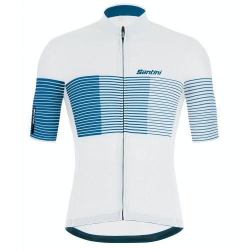 2021 Santini Tono Freccia White Blue Cycling Jersey And Bib Shorts Set