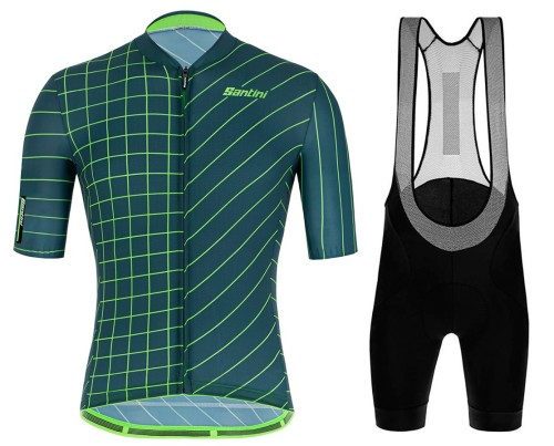 2021 Santini Eco Sleek Dinamo Green Cycling Jersey And Bib Shorts Set