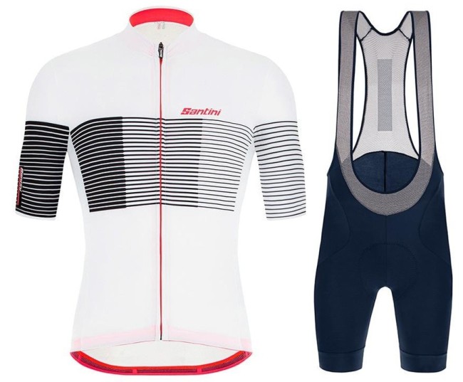 2021 Santini Tono Freccia White Black Cycling Jersey And Bib Shorts Set