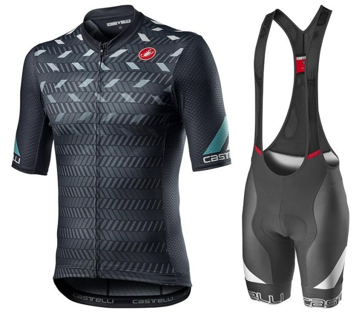 2021 Cаstelli Avanti Gery-Black Cycling Jersey And Bib Shorts Set