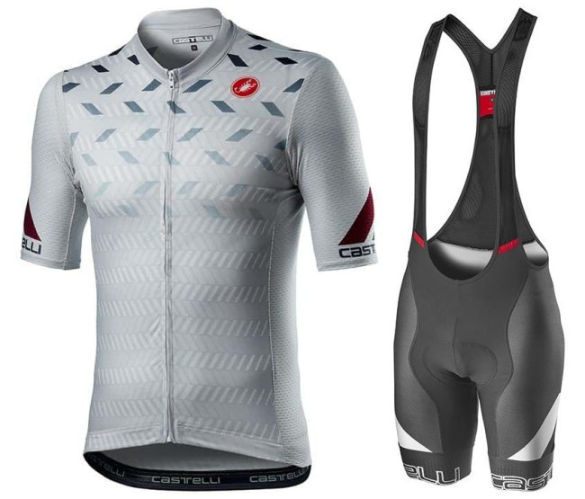 2021 Cаstelli Avanti Gery-White Cycling Jersey And Bib Shorts Set