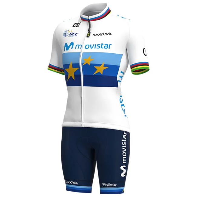 DAMEN-SET MOVISTAR TEAM Women cycling jersey and bib shorts set EUROPAMEISTER 2021 (2 TEILE)