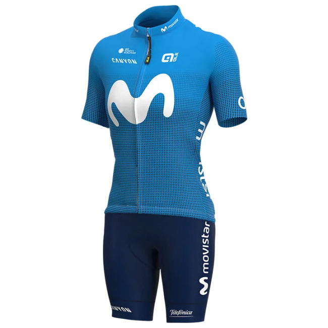 DAMEN-SET MOVISTAR TEAM Women cycling jersey and bib shorts set 2021 (2 TEILE) BLAU