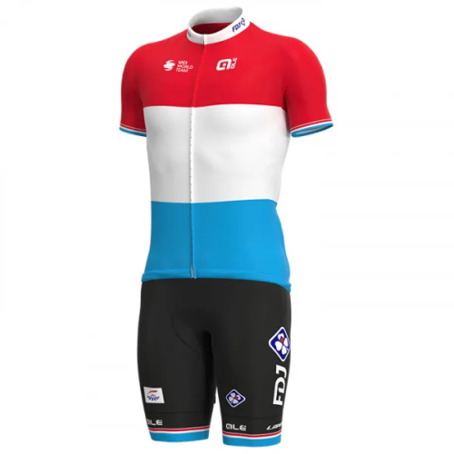 2021 Team FDJ Luxembourg Champion Cycling Jersey And Bib Shorts Set