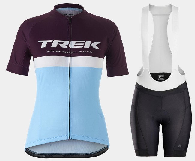 2021 Bontrager Trek Anara Women Brown-Blue Cycling Jersey And Bib Shorts Set