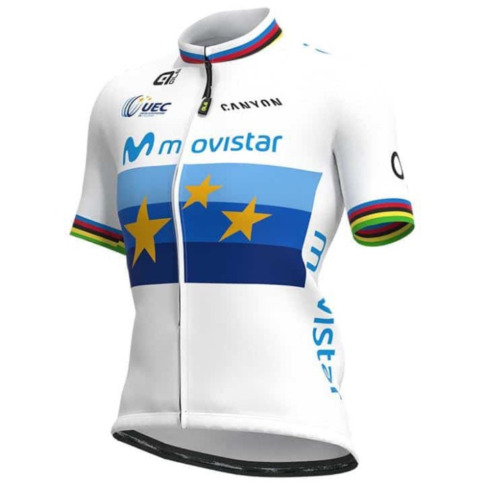 2021 Movistar Women Europe Champion Cycling Jersey And Bib Shorts Set