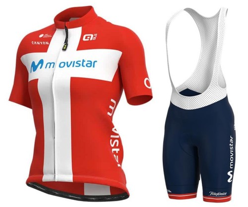 2021 Movistar Women Danmark Champion Cycling Jersey And Bib Shorts Set