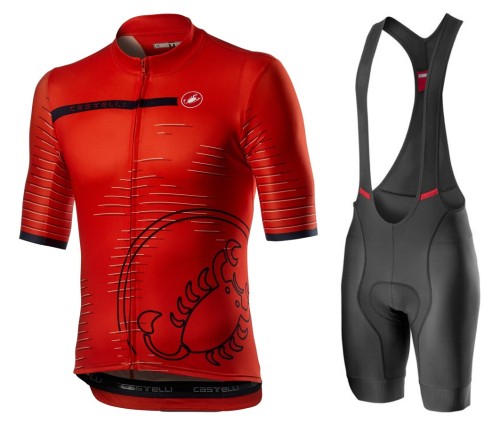 2021 Cаstelli Scorpione Red Cycling Jersey And Bib Shorts Set