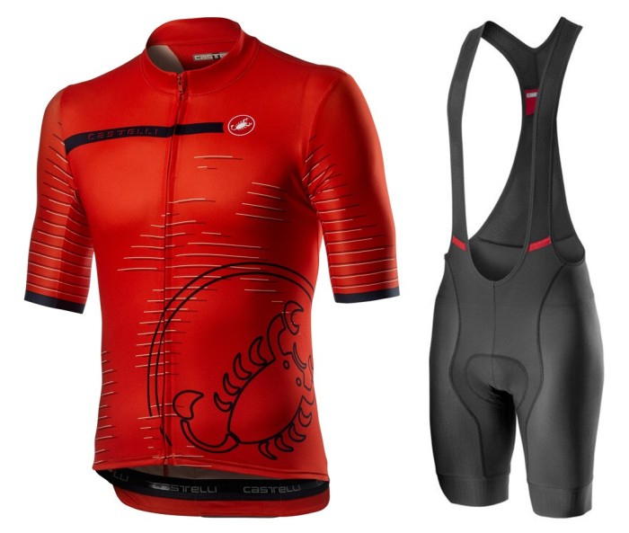 2021 Cаstelli Scorpione Red Cycling Jersey And Bib Shorts Set