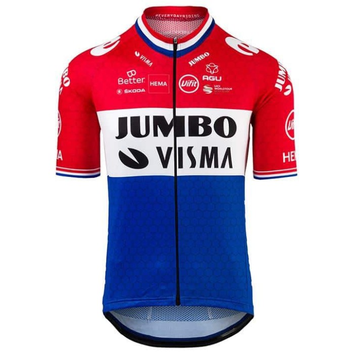 2021 AGU Jumbo Visma Netherlands Champion Cycling Jersey And Bib Shorts Set