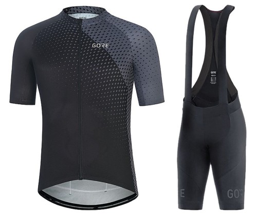 2021 Gore Flash Black-Grey Cycling Jersey And Bib Shorts Set