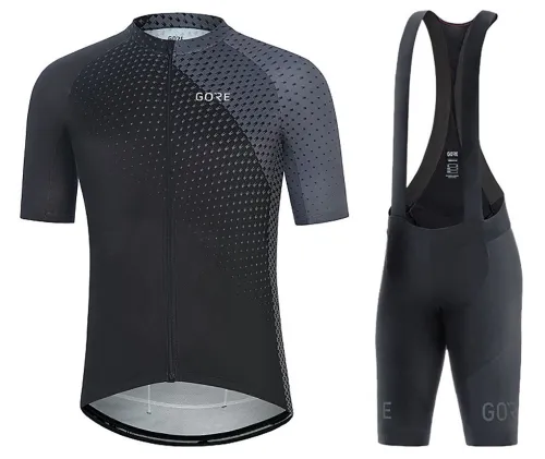 2021 Gore Flash Black-Grey Cycling Jersey And Bib Shorts Set