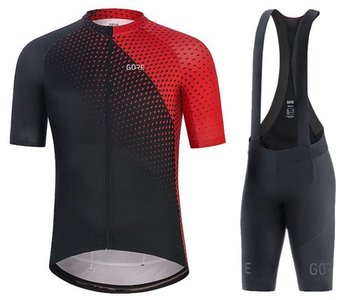 2021 Gore Flash Black-Red Cycling Jersey And Bib Shorts Set