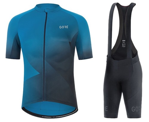 2021 Gore Fade Blue Cycling Jersey And Bib Shorts Set