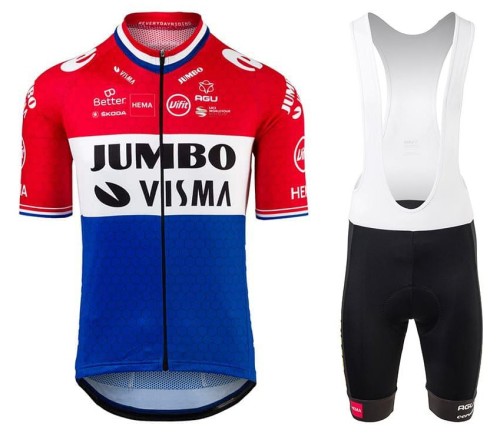 2021 AGU Jumbo Visma Netherlands Champion Cycling Jersey And Bib Shorts Set