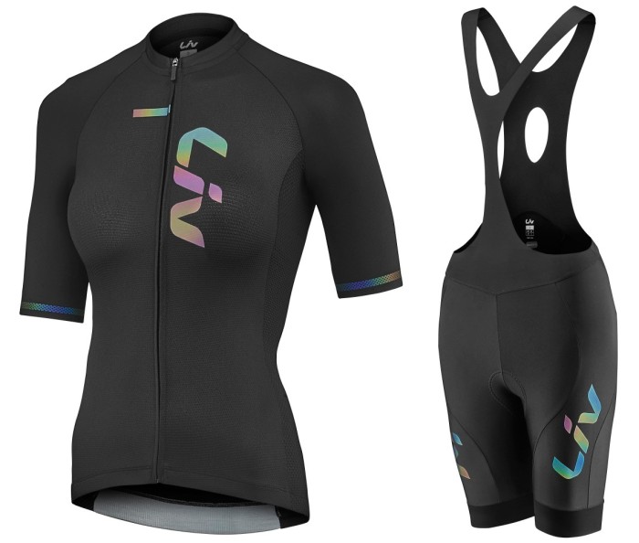 2021 Liv Team Women Black Cycling Jersey And Bib Shorts Set