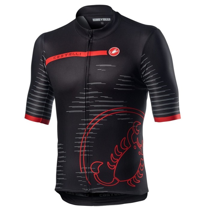 2021 Cаstelli Scorpione Black-Red Cycling Jersey And Bib Shorts Set