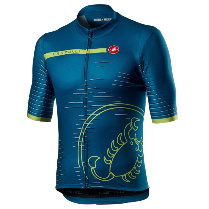 2021 Cаstelli Scorpione Blue-Yellow Cycling Jersey And Bib Shorts Set