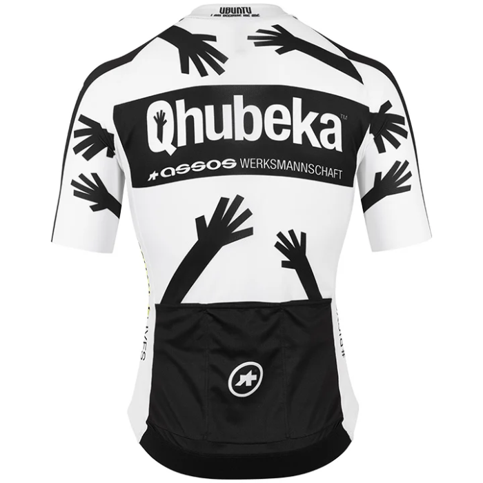 TEAM QHUBEKA ASSOS KURZARMTRIKOT 2021 WEISS - SCHWARZ - GELB