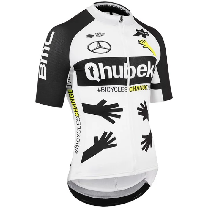 TEAM QHUBEKA ASSOS KURZARMTRIKOT 2021 WEISS - SCHWARZ - GELB