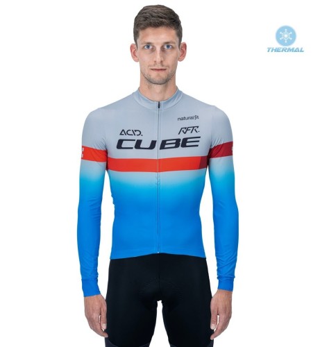 2020 CUBE Blue Pro Team Thermal Cycling Jersey And Bib Pants Set