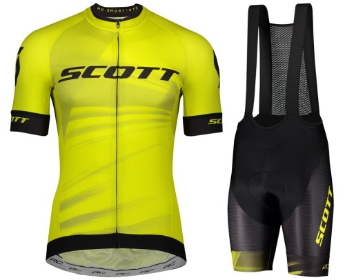 2020 Scott RC Team Yellow Cycling Jersey And Bib Shorts Set