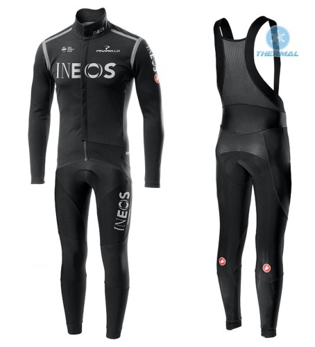 2020 INEOS Black Thermal Cycling Jersey And Bib Pants Set