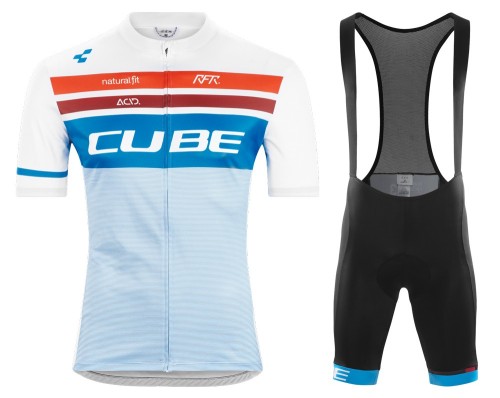 2020 Team Cube Pro Cycling White Cycling Jersey And Bib Shorts Set