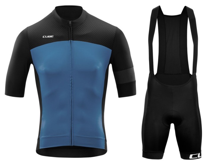 2020 Cube Black-Blue Cycling Jersey And Bib Shorts Set