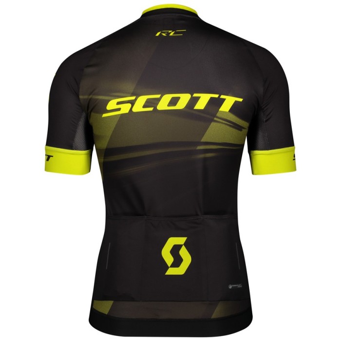 2020 Scott RC Team Black-Yellow Cycling Jersey And Bib Shorts Set