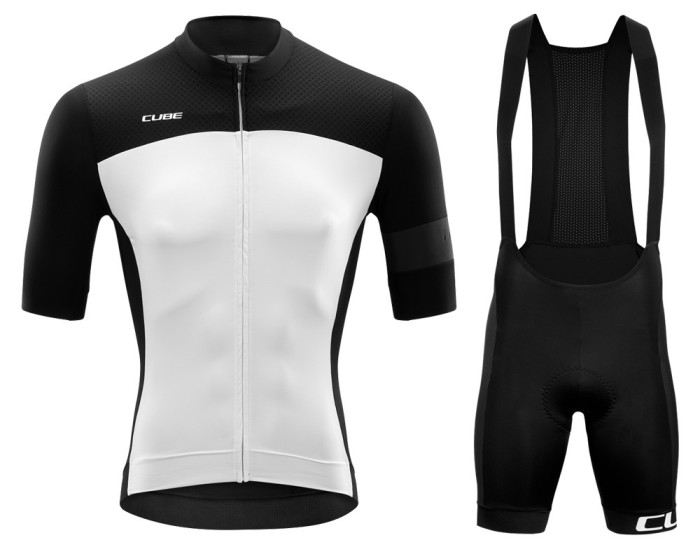 2020 Cube Black-White Cycling Jersey And Bib Shorts Set