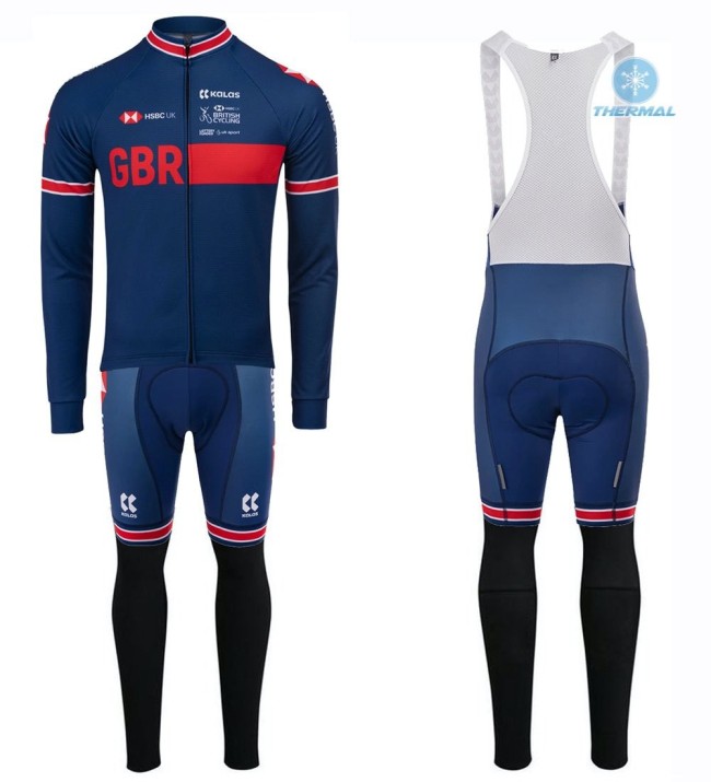 2020 Kalas GBR Country Team White Thermal Cycling Jersey And Bib Pants Set