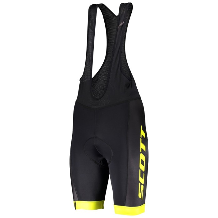 2020 Scott RC Pro Black-Yellow Cycling Jersey And Bib Shorts Set