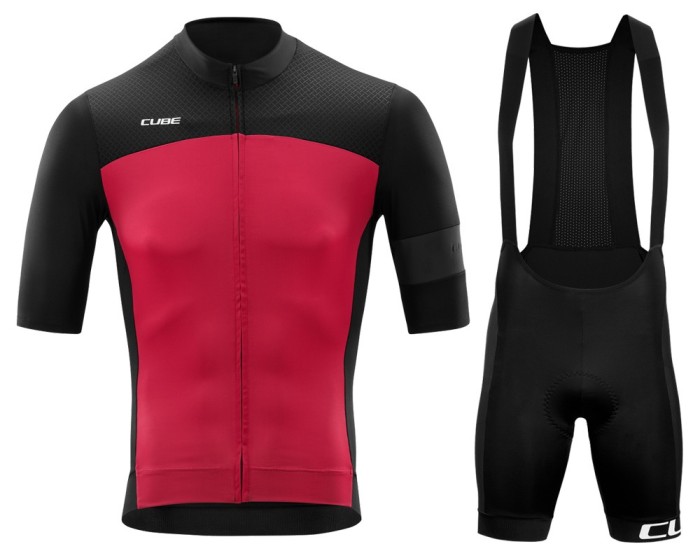 2020 Cube Black-Red Cycling Jersey And Bib Shorts Set