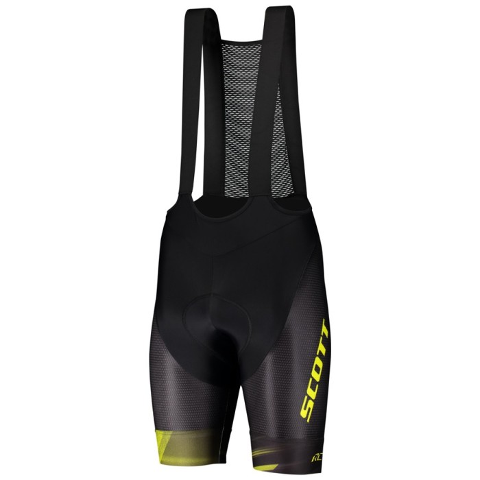 2020 Scott RC Team Black-Yellow Cycling Jersey And Bib Shorts Set