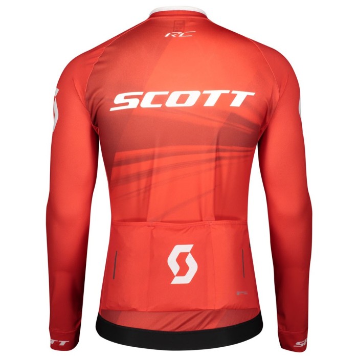 2020 Scott RC Pro Red Long Sleeve Cycling Jersey And Bib Pants Set