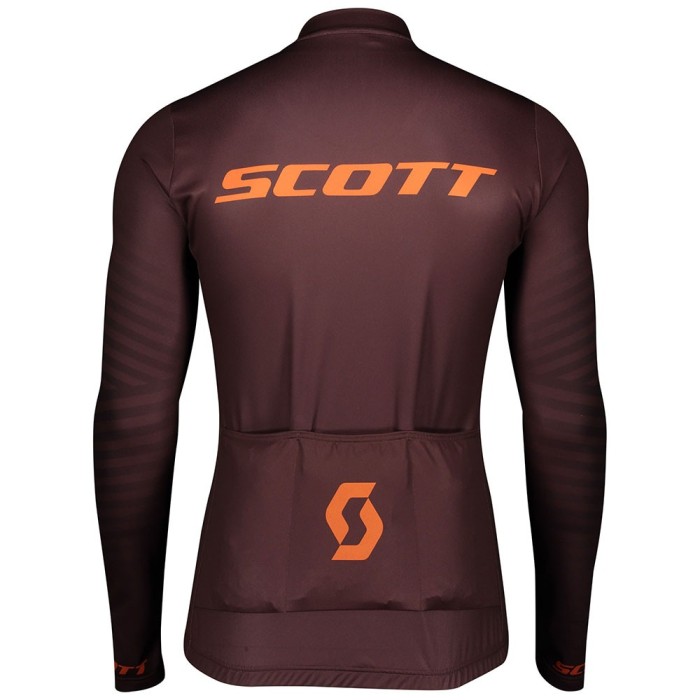 2020 Scott RC Team 1.0 Claret Long Sleeve Cycling Jersey And Bib Pants Set