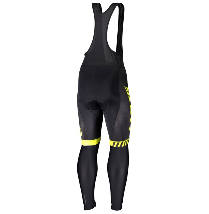 2020 Scott RC Team 1.0 Black-Yellow Long Sleeve Cycling Jersey And Bib Pants Set