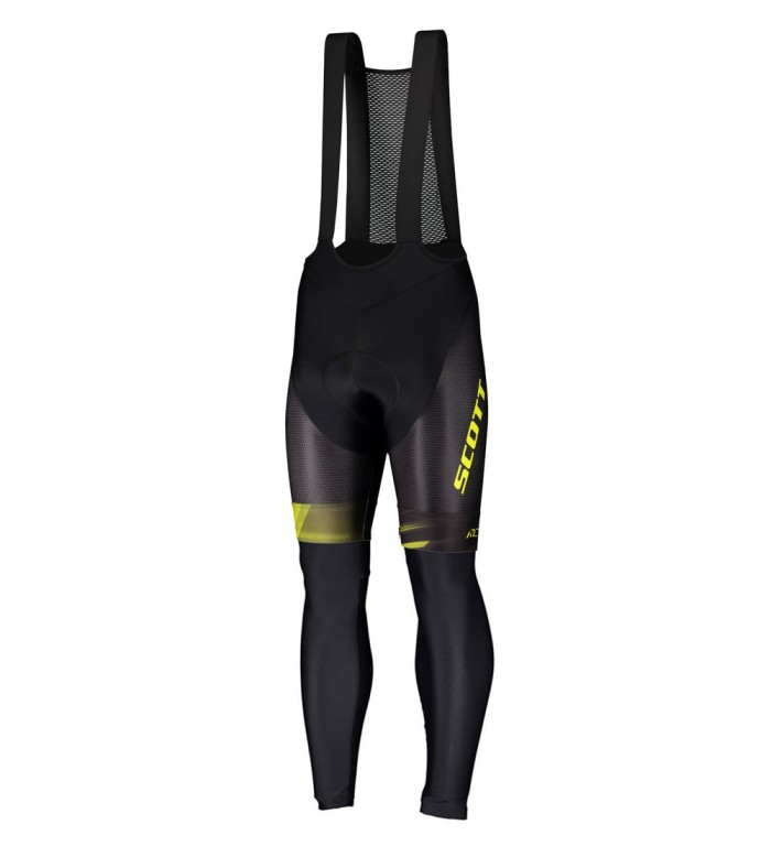 2020 Scott RC Pro Black-Yellow Long Sleeve Cycling Jersey And Bib Pants Set