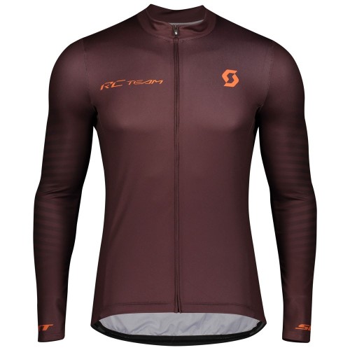 2020 Scott RC Team 1.0 Claret Long Sleeve Cycling Jersey And Bib Pants Set