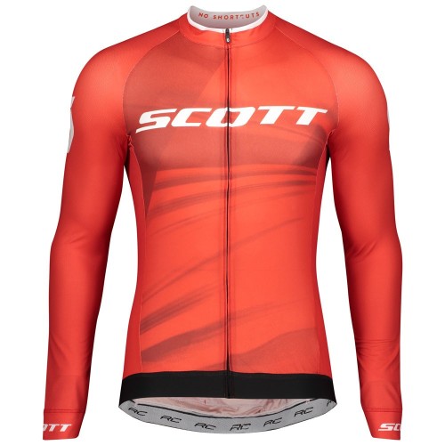 2020 Scott RC Pro Red Long Sleeve Cycling Jersey And Bib Pants Set