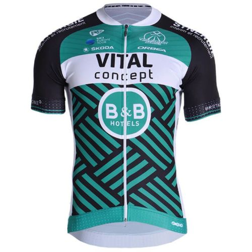 2019 VITAL CONCEPT-B&B HOTELS cycling jersey and bib shorts set WEISS - SCHWARZ - GRÜN