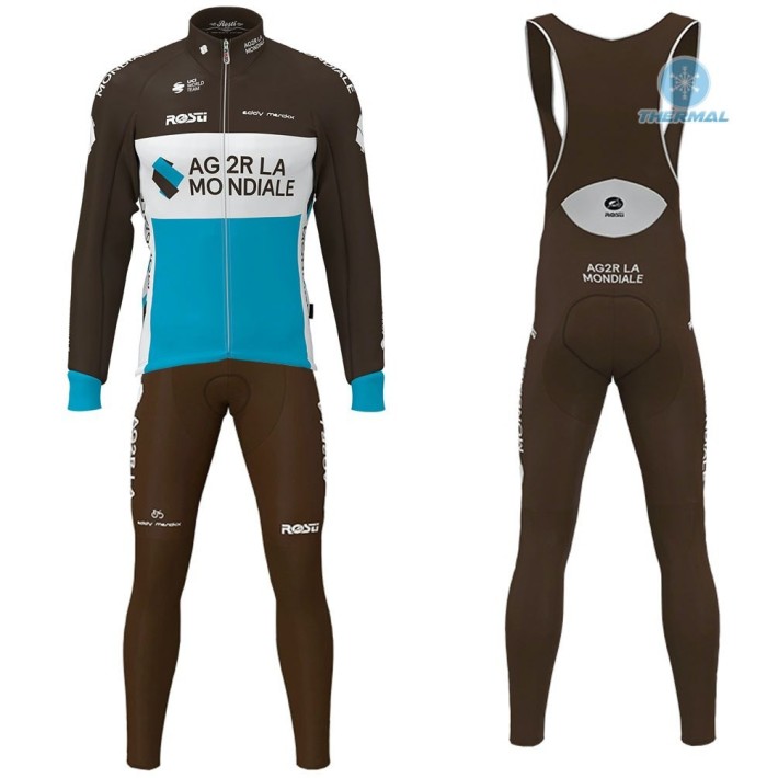 2020 Team AG2R Thermal Cycling Jersey And Bib Pants Set